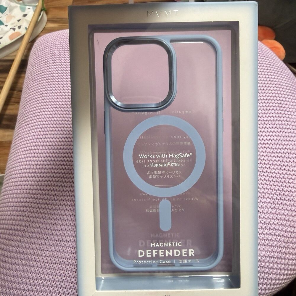 MVMT iPhone 15 Pro Max Defender Magnetic Case With MagSafe Blue Clear New
